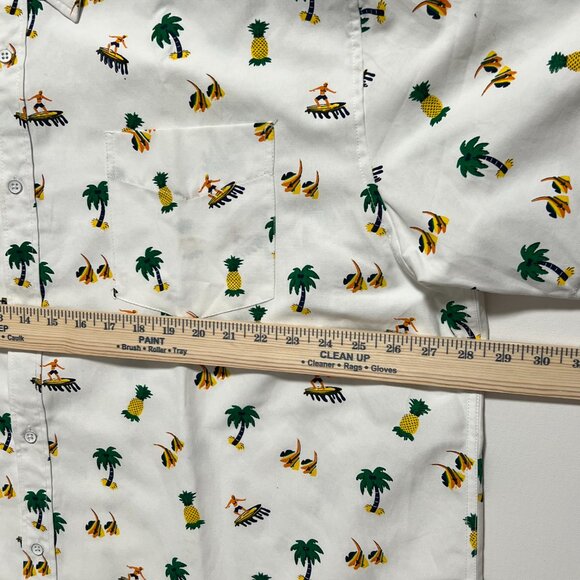 pd&c Shirt Short Sleeve Button Up Casual Summer Pineapple White Men's size 4X - Picture 3 of 6